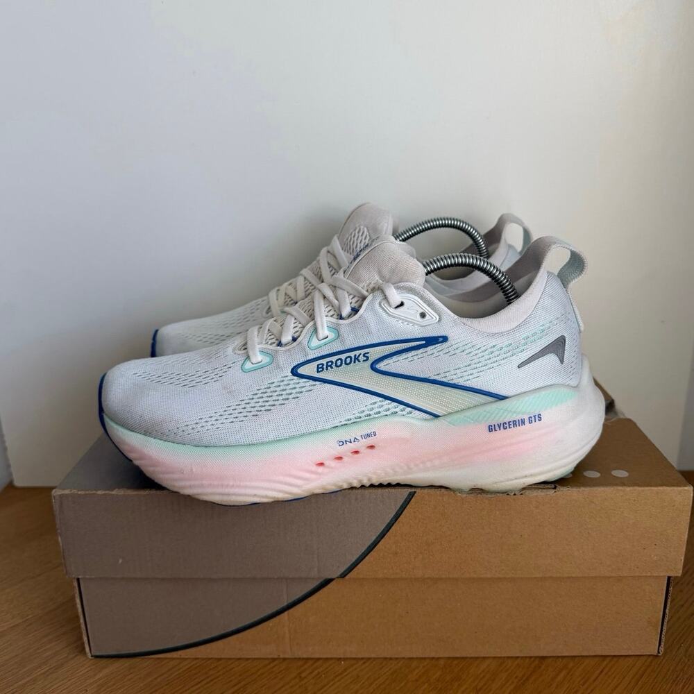 Brooks Glycerin 22 GTS White/Amparo Blue Women Running Sneakers- SZ 8.5 - Picture 4 of 11